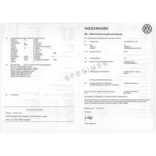 Certificat de conformité Coc volkswagen