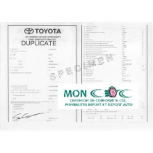 Certificat de conformité gratuit Toyota 